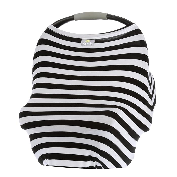 Image 1 - Itzy Ritzy 4-in-1 Nursing Cover, Car Seat Cover, Shopping Cart Cover and Infinity Scarf – Breathable, Multi-Use Mom Boss Breastfeeding Cover, Car Seat Canopy, Cart Cover & Scarf, Black & White Stripe