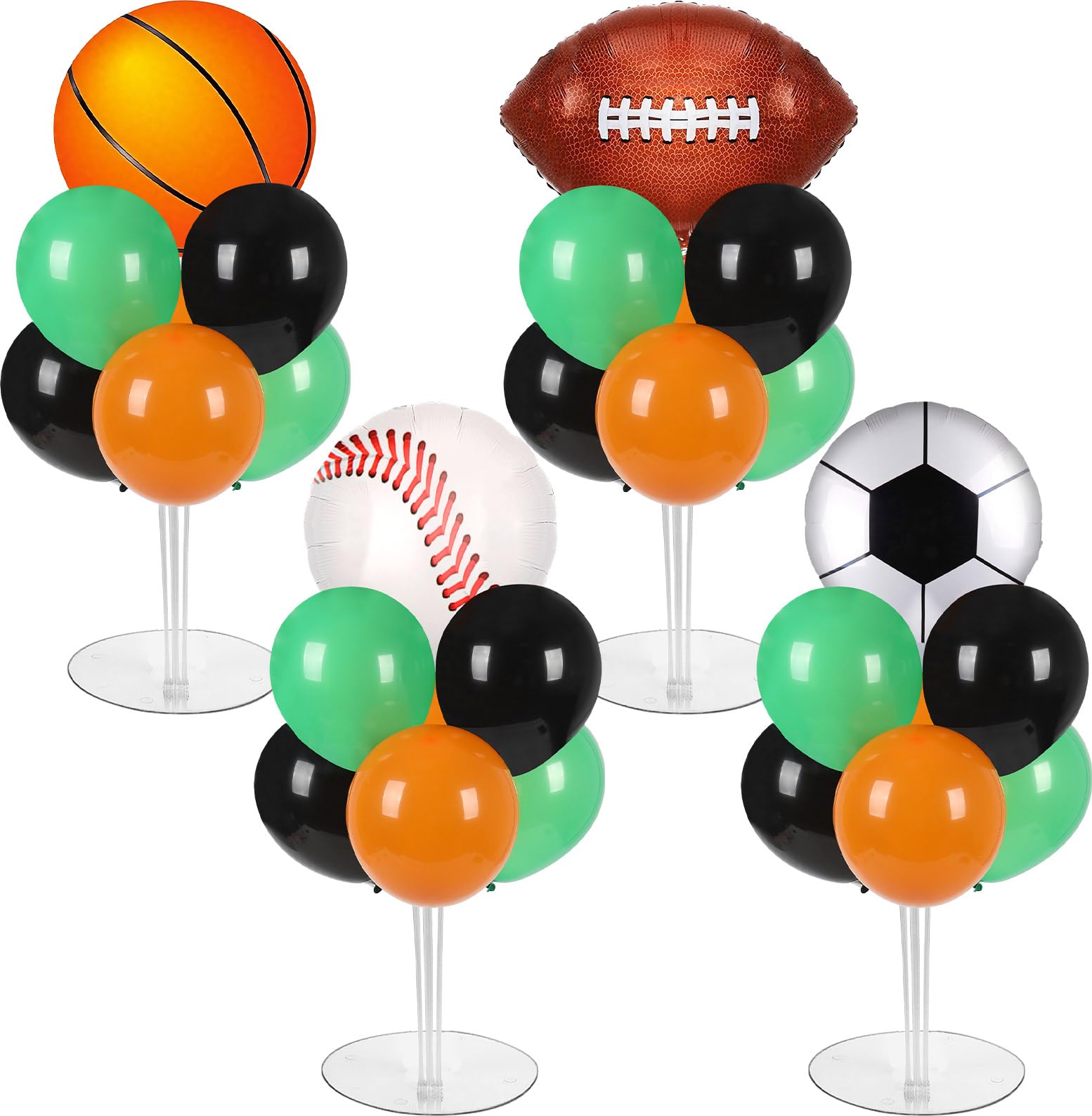 Photo 1 of 4 Sets Sports Party Balloons Stand Kit with Basketball Football Baseball Foil Balloons Sports Theme Party Balloon Centerpiece for Christmas Winter Tables Game Themed Birthday Baby Shower Decorations