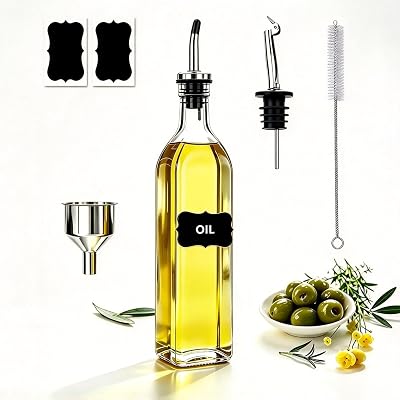 500ml Ölflasche,Essig und Ölspender Set mit Ausgießer,Olivenöl Flasche