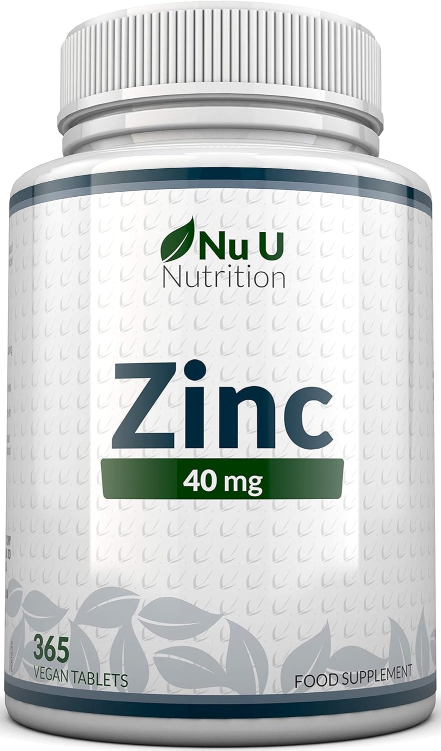 Zinc Tablets 40mg, 365 Vegan Tablets, 1 Year Supply, 1 a Day, Easy to Swallow Zink Gluconate, Supplement for Men & Women
