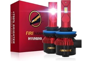 Firehawk H11/H8/H9/H16 Bulbs 50000LM Pure White 6000K Plug & Play IP68 Waterproof Fog Light, Pack of 2