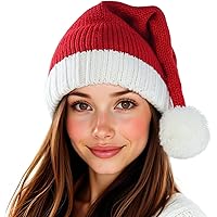 Santa Hat Christmas Hat Xmas Adult Women Men Beanie Knit Santa Hat Knitted Soft Warm Long for Christmas New Year