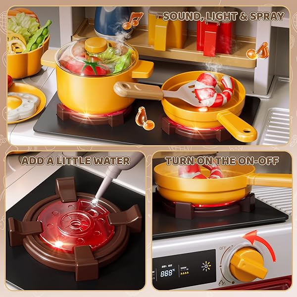 KIZONLY KIDS KITCHEN SET, 88PCS PLAY KITCHEN SET FOR TODDLERS 3-5, COOKING STOVE,TOYS ACCESSORIES WITH LIGHT AND SOUND, PRETEND KITCHEN TOYS BIRTHDAY GIFTS PLAYSET FOR GIRLS 1 2 3 4 5 YEAR OLD