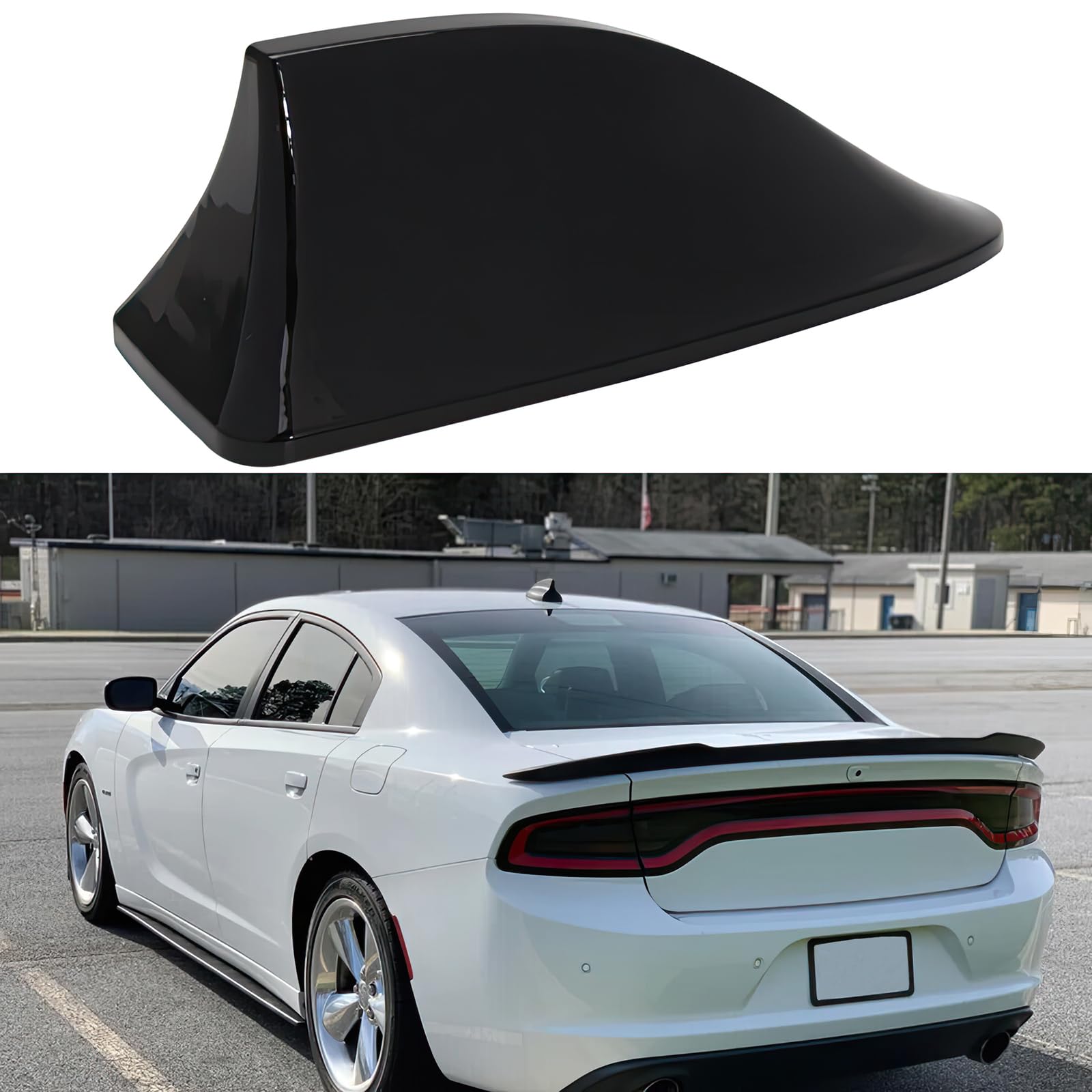 thumbnail image 2 of Universal Shark Fin Car Antenna - FM/AM Radio Aerial With Waterproof Adhesive Base For Car SUV Truck Van Black 85227379 2 of 14