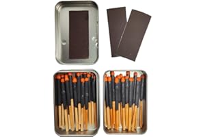 EGREEN Survival Waterproof Matches Kit – 20/40/60 Fire Matches + Extra Striker in Metal Tin, Waxed Tinder Cords – Stormproof Windproof Fire Starter for Camping & Emergency (2 x Tins)