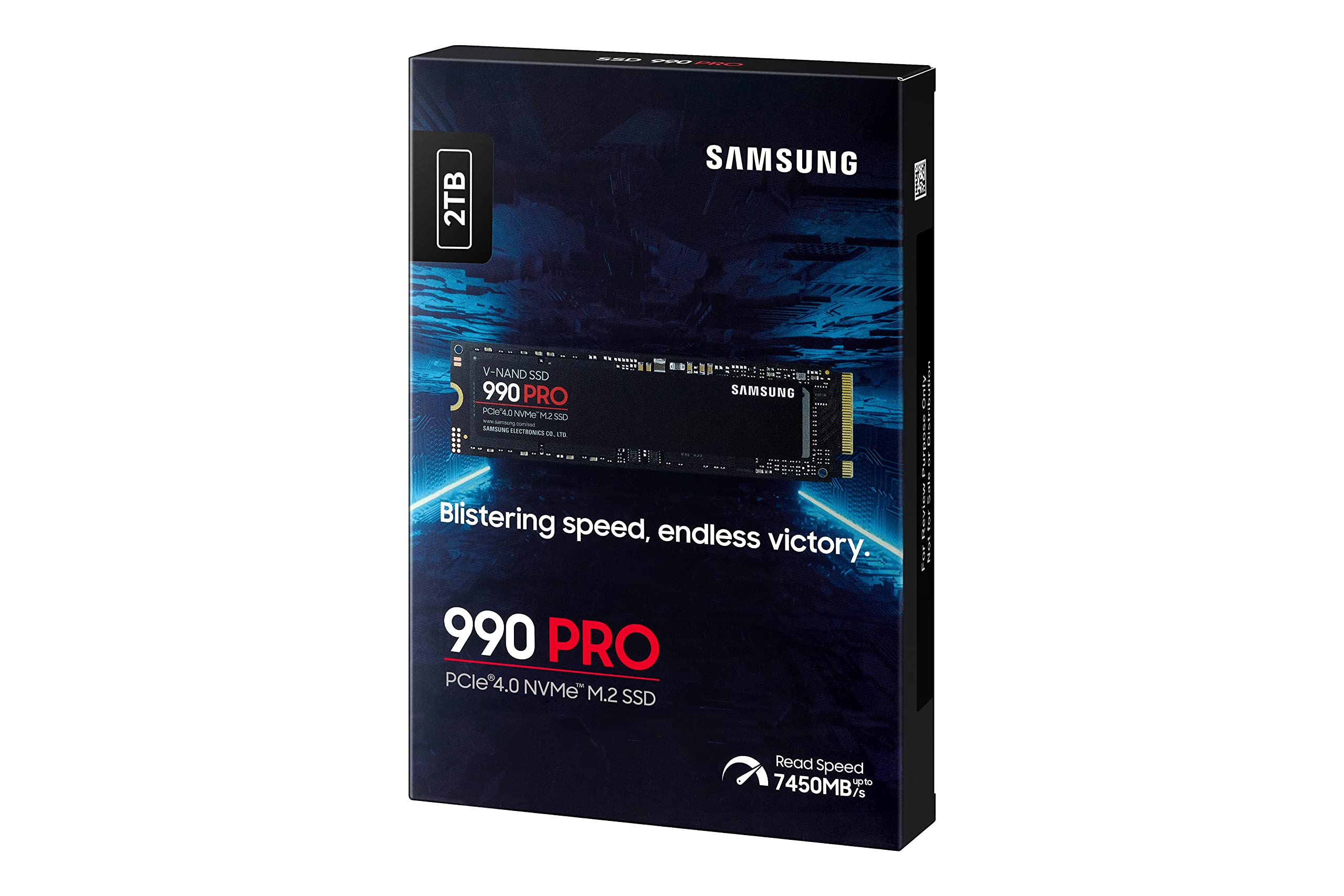 Samsung 990 PRO NVMe M.2 SSD, 2 TB, PCIe 4.0, 7,450 MB/s Read, 6,900 MB/s Write, Internal SSD, for Gaming and Video Editing, MZ-V9P2T0BW