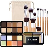 Joyeee Color Correcting Concealer Palette, Contouring Foundation Creamy Contour Multi-Palette with 8 Makeup Brush Set for Foundation Powder Concealers Eyeshadows Blush Makeup, Vegan, Cruelty Free