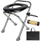 Portable Toilet Camping,Camping Toilet Seat with Soft Seat Height Adjustable Stainless Steel Folding Camping Toilet Seat for 