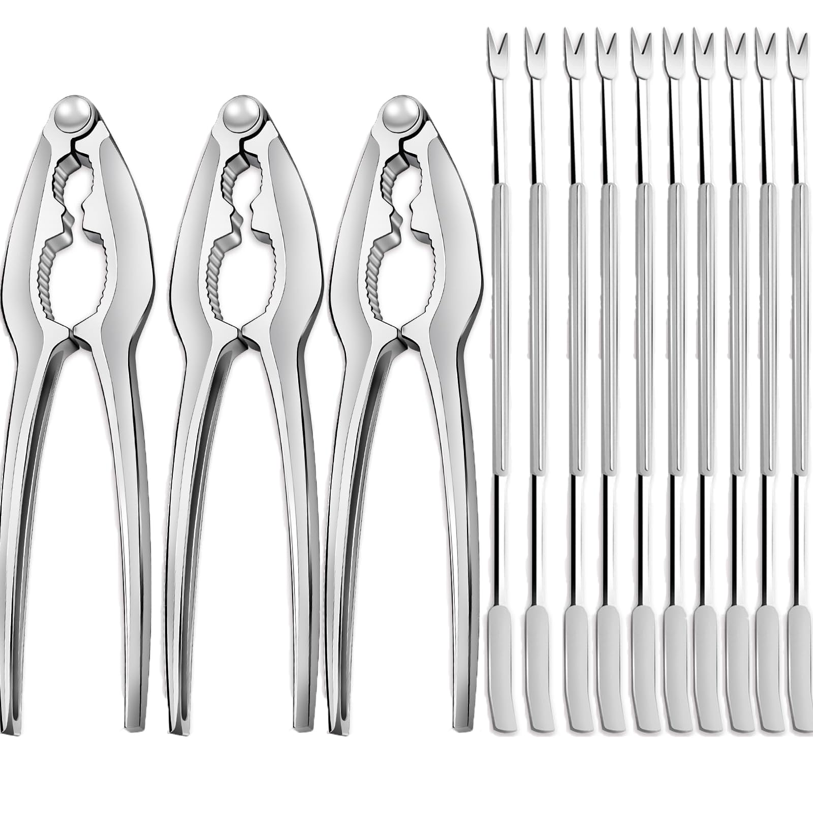 13 PCS Lobster Crackers and Picks Set, Crab Leg Cracker Tools, Including 3 Lobster Cracker and 10 Forks, Heavy Duty Shellfish Nut Cracker Set, Seafood Tools for King Crab Legs Shellfish Claw