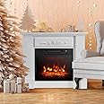 ORALNER 32” Electric Fireplace with Mantel, Package Wooden Firebox Surround Freestanding 18" Fireplace Insert Heater w/ 3 Flame Effects, Remote & 6H Timer, Overheat Protection, 1400W (White)
