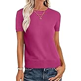 ANRABESS Womens Short Sleeve Sweaters Wool Blend Crew Neck Sweater Shirts Business Casual Work Tops 2026 Summer Outfits
