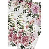 HUAZHIKOU Spring Pink Peony Floral Hand Towels for Bathroom Set of 2 Microfiber Rustic Rose Flower Green Leaf Bouquet Kitchen Dish Towels Decorative Bathroom Towel for Face Bath Shower Spa 14"x28"
