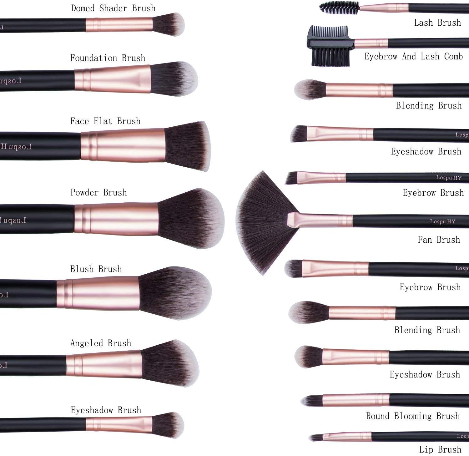 Makeup Brushes AMMIY Makeup Brushes Sets 18-Piece Rose Golden Make-up Brush Sets Premium Synthetic Wood Handle Face and Eye Brushes for Foundation Powder - Image 3