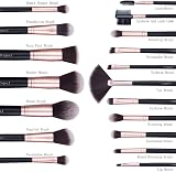 AMMIY 18-Piece Makeup Brush Set Rose Gold Premium Synthetic Wood Handle view 2