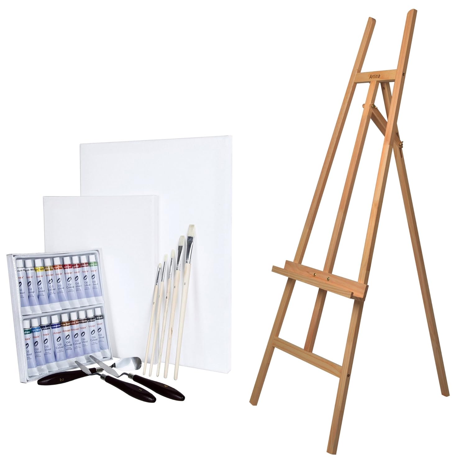 Artina Studio Easel Sevilla Oil Paint Painting Art Set Artist Beech