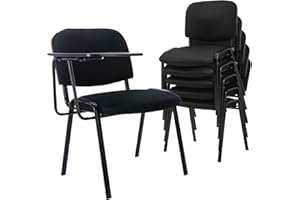 HNY Black Tablet Arm Chairs Set of 15, Mesh Office Waiting Room Guest Nesting Stacking Chairs, Reception Chairs with Flip-Up Table Conference Chair for School Classroom Training Meeting Room