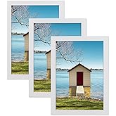 Atryinous 6x8 Picture Frame White Wood Photo Frames with Plexiglass for Gallery Art Print Poster Set of 3 Tabletop Display and Wall Hanging Vertical or Horizontal