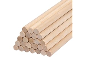 Lugailly Wood Dowel Rods Wooden Dowels for Crafting 3/8 x 12 Inch, 25 PCS Macrame Wood Rods Round Wooden Sticks for Crafts, U