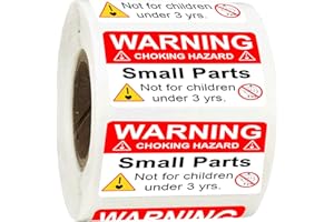 wootile Choking Warning Hazard Labels 1x 2 Inch Choking Warning Labels Red Small Parts Suffocation Warning Stickers Not for Children Under 3 Years Label for Packing Shipping 500 pcs