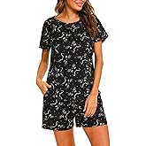 ENJOYNIGHT Womens Pajama Shorts Sets Cotton Pjs Summer Cute Sleepwear with Pockets