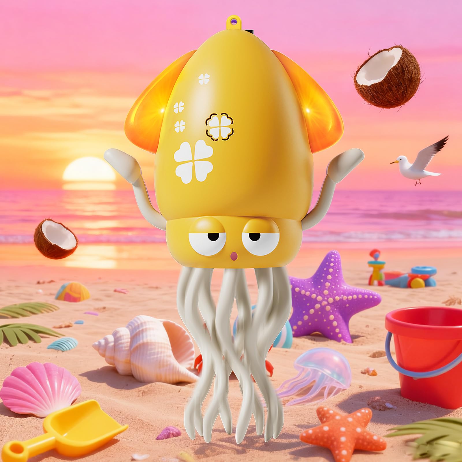 SWTOIPIG Interactive Octopus Toy, Dancing Octopus with LED Lighting,Music,Intelligent Obstacle Avoidance and Fishing Rod, Baby Toy for Tummy Time, Musical Toy for Babies(Yellow)