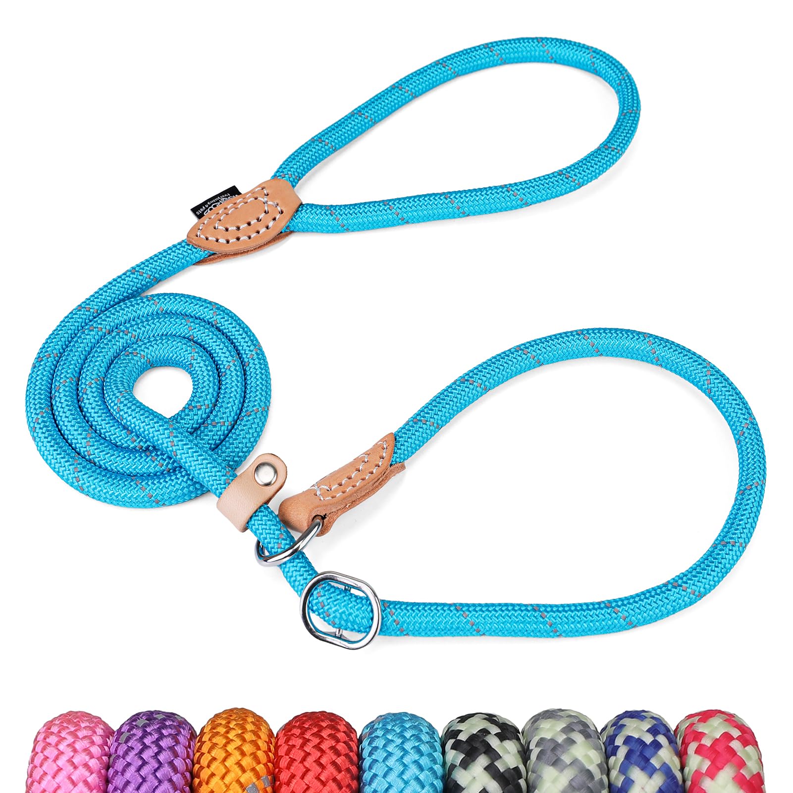 Grand Line Slip Lead Dog Leash - Anti Pull Dog Lead with 1.5m Reflective Training Rope, No Collar Needed for Small, Medium, Large Dogs & Cats (Blue,M)