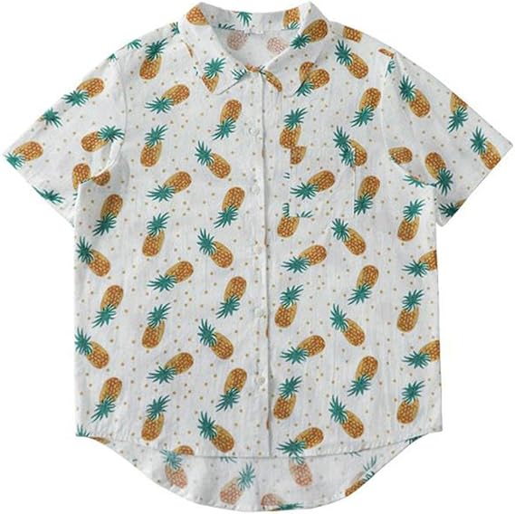 Amazon トーダー アロハシャツ ハワイシャツ レディース パイナップル プリント 半袖 カジュアル 夏 ゆったり Tシャツ カットソー 通販