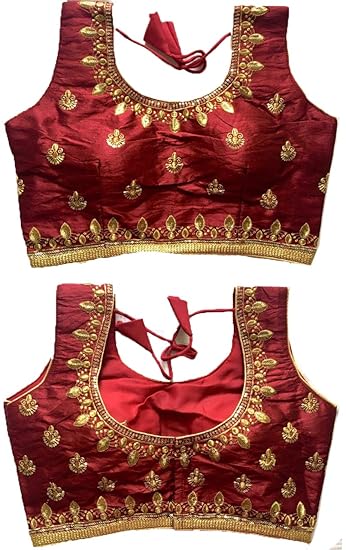 Women's Handwork Zari Work Readymade Blouse For Saree And Lehenga (Size 38+margin) (attach sleeves)