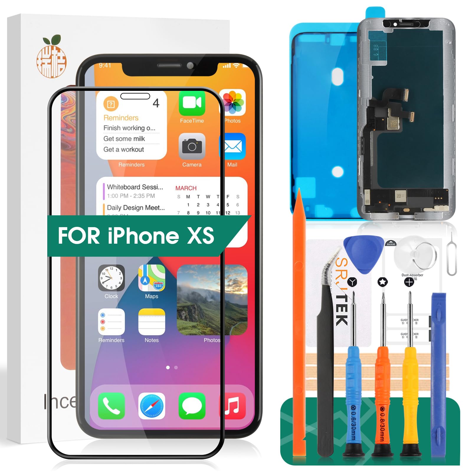 For iPhone XS LCD Screen Replacement For iPhone XS Screen Replacement For iPhone XS Display Touch Sensor Assembly For iPhone XS Digitizer A2097, A1920, A2100, A2098(Incell,Black)