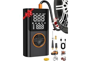 AIRSURE Tire Inflator Portable Air Compressor, Bike Pump with Gauge and USB Charging Output, 150PSI Fast Inflation Portable Tire Inflator for Car Bicycles Motorcycles Scooter Balls