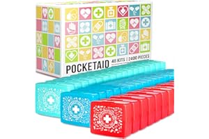 EVERLIT CARE EVERLIT Pocket-Aid Mini First Aid Kit | Compact, Portable Hard-Shell Cases of 50 Items | Cuts, Scrapes, Wound Care Essentials for Travel, Outdoor, School, Camping, Home, Office (48 Packs | 2400 Pcs)