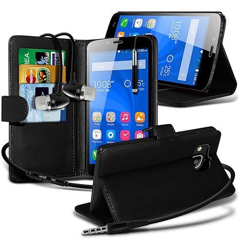 i-Tronixs ( Black ) Huawei Honor Holly Hülle Abdeckung Cover Case schutzhülle Tasche Premium Quality BookStyle PU Leather Wal
