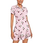 LURANEE Athletic Dress for Women Petal Short Sleeve Tennis Dresses with Shorts and Pockets Flowy Golf Outfits