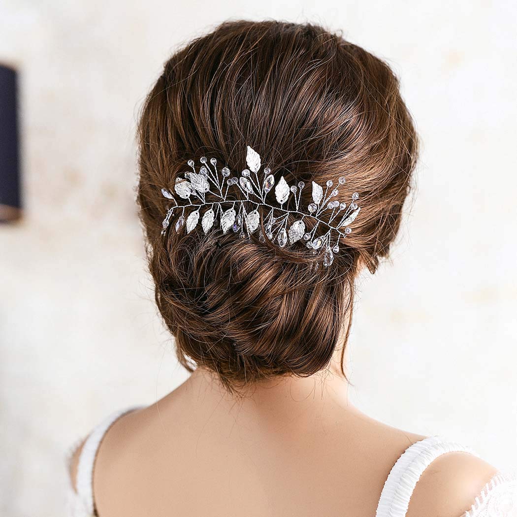 Amazon Com Catery Leaf Bride Wedding Headband Pearl Bead Short