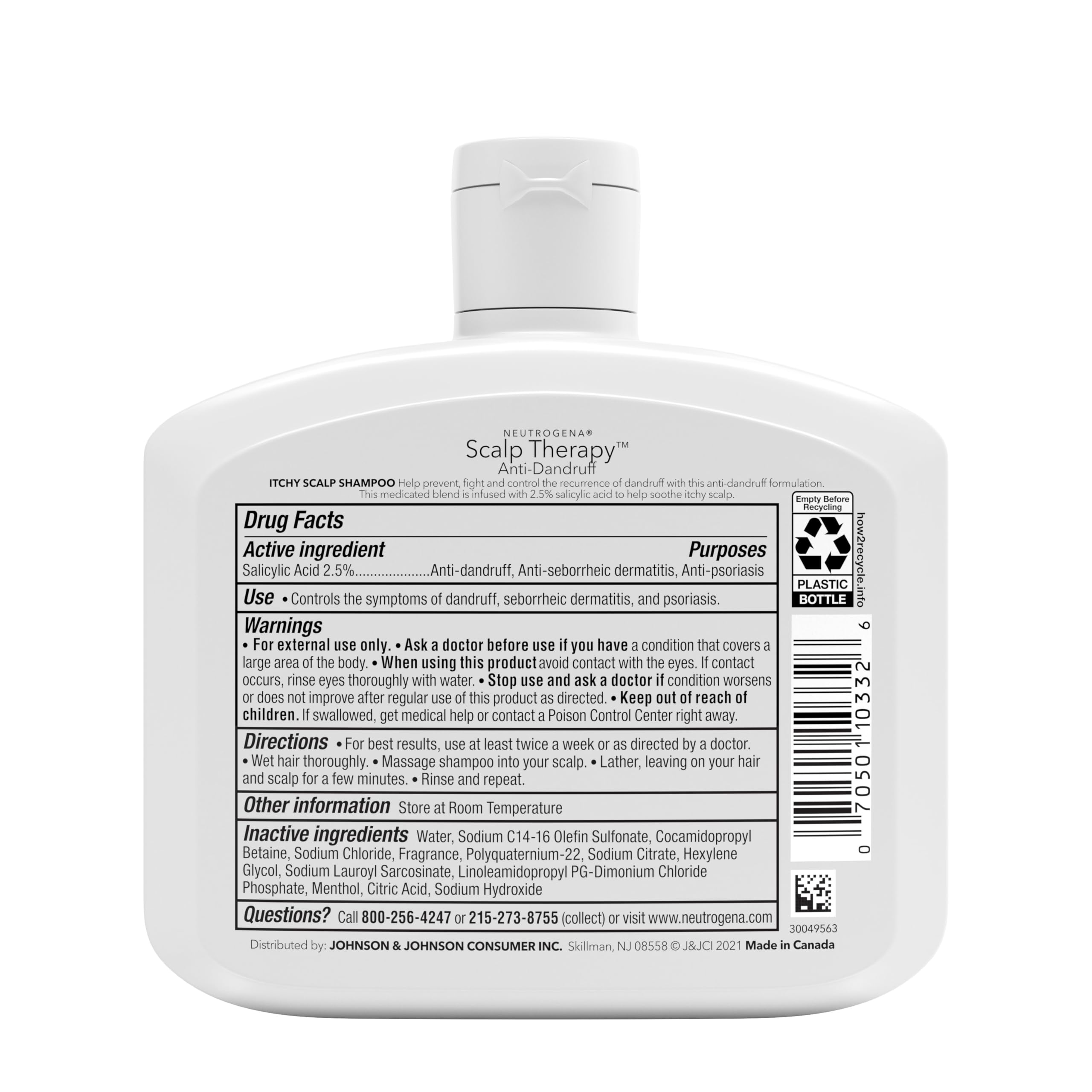 Neutrogena Scalp Therapy Anti-Dandruff Shampoo for Itchy Scalp, 2.5% salicylic acid with Peppermint Fragrance, 12 fl oz