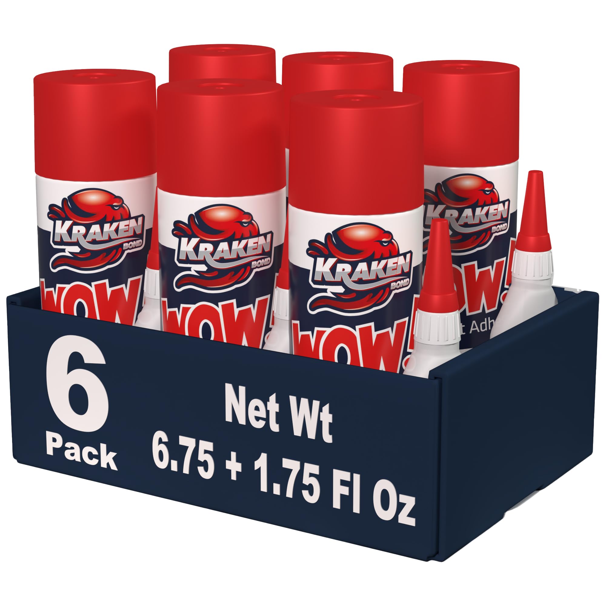 Kraken Bond WOW! CA Glue (6x1.75 oz.) with Spray