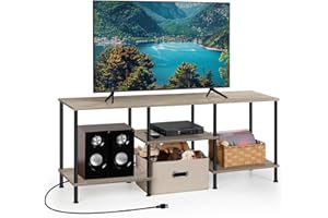 50 Inch TV Stand with Power Outlet Small Entertainment Center with Storage 3 Tier TV Consoles for Living Room Bedroom Office,