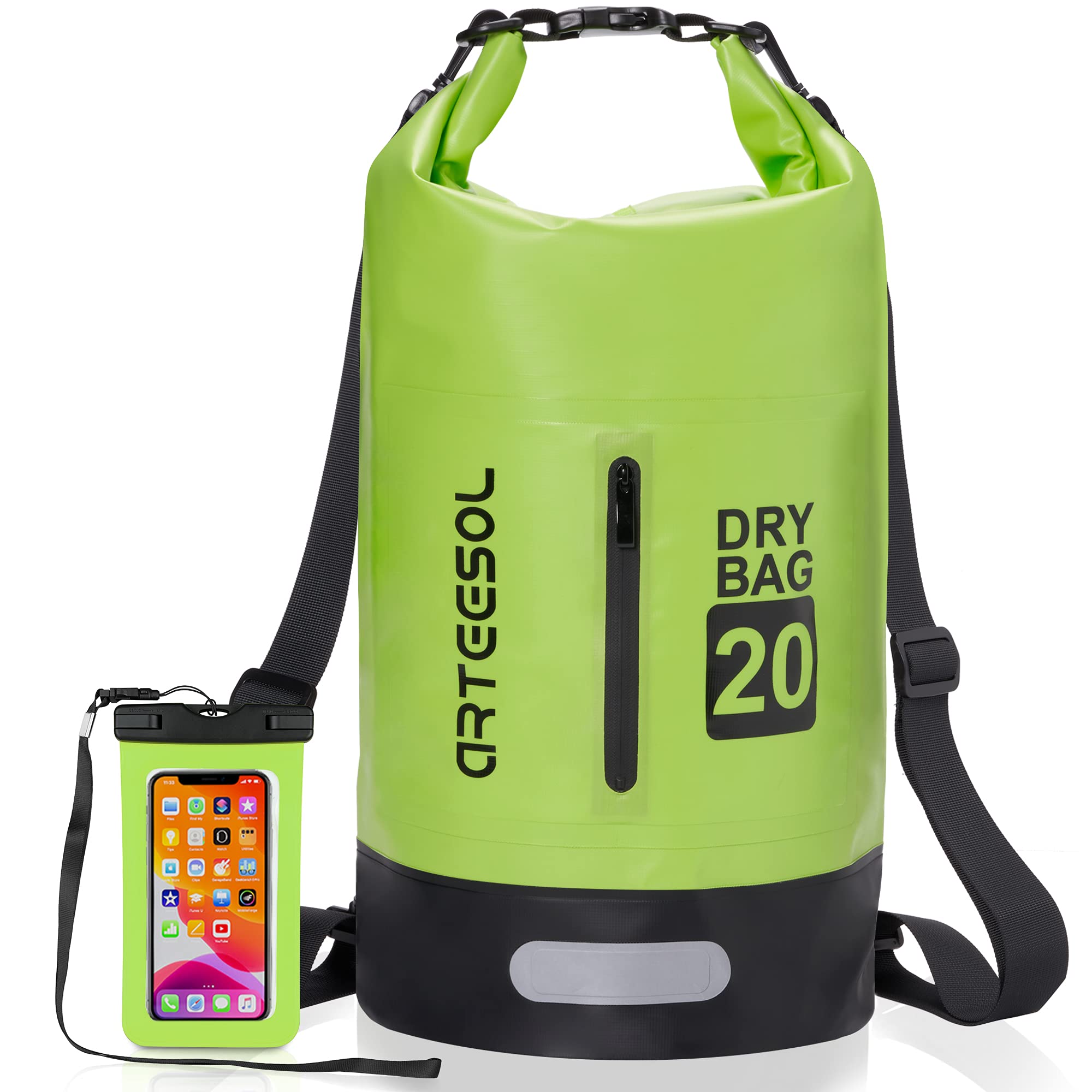 Blackace arteesol Dry Bag 5L/10L/20L/30L Wet Bag Waterproof Bag with Phone Pouch Double Shoulder Strap Backpack for Travelling Fishing Cycling Kayaking Swimming Boating Beach