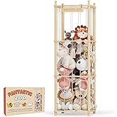TOPMELON Stuffed Animal Zoo Storage, Cute Wooden Toys Tower for Kids, Large Capacity Plush Toy Organizer Holder for Playrooms & Children's Room (16.8″ x 16.8″ x 53.6″)