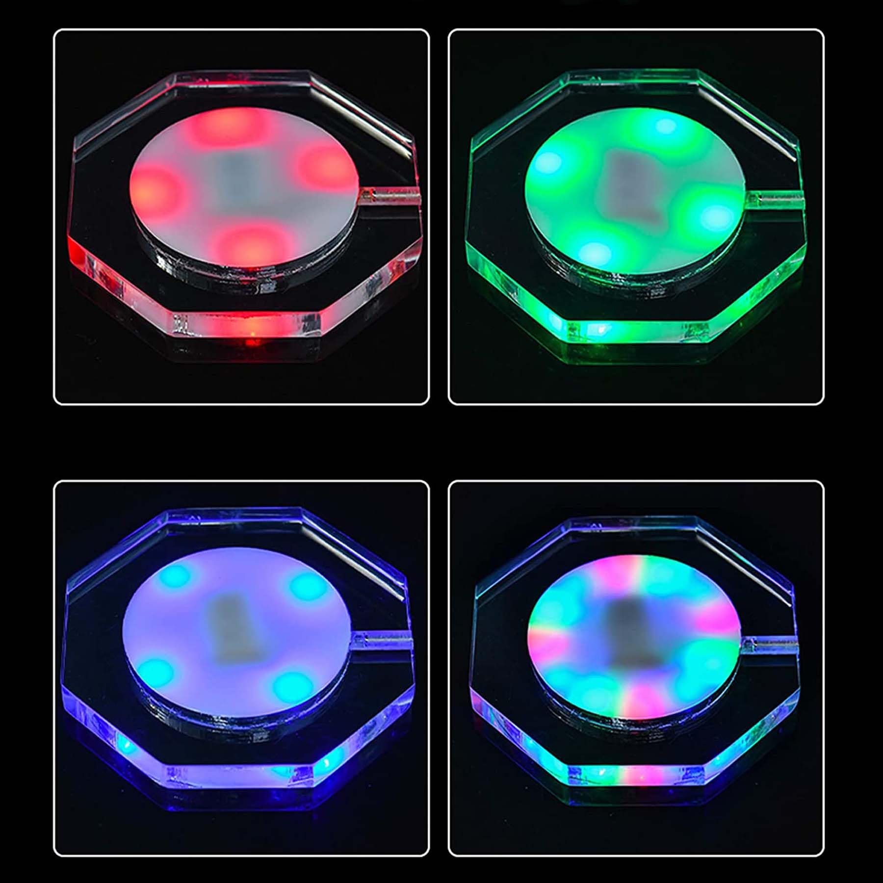 KEEDA LED Drinks Coaster, Rechargeable Light Up Acrylic Coaster for Bar Cocktail Beer Beverage, Bottle Cup Luminous Mat for Party, Wedding, Bar Club (Octagonal 4 Pack)