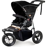 Out'n'About Nipper V5 Single Off-Road All-Terrain 3-Wheel Jogging Stroller | Jogger, 22 lbs Aluminum Frame, 12" Air Tires, Suspension, Swivel-Lock Front Wheel, Rain Cover, Newborn to 4 Yrs, Summit Black