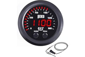 ZHSYMX Exhaust Gas Temperature EGT Gauge Kit 2‑1/16in 52mm Ultra Thin 0‑1800℉ Red LED with Sensor and Dashboard Pod