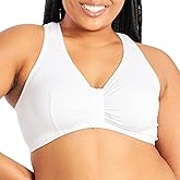 Leading Lady, Indy, Front-Closure Cotton Bra for Women, Wireless, Full Coverage, Lace Back, Non-Slip Straps, Unlined,36A-52H