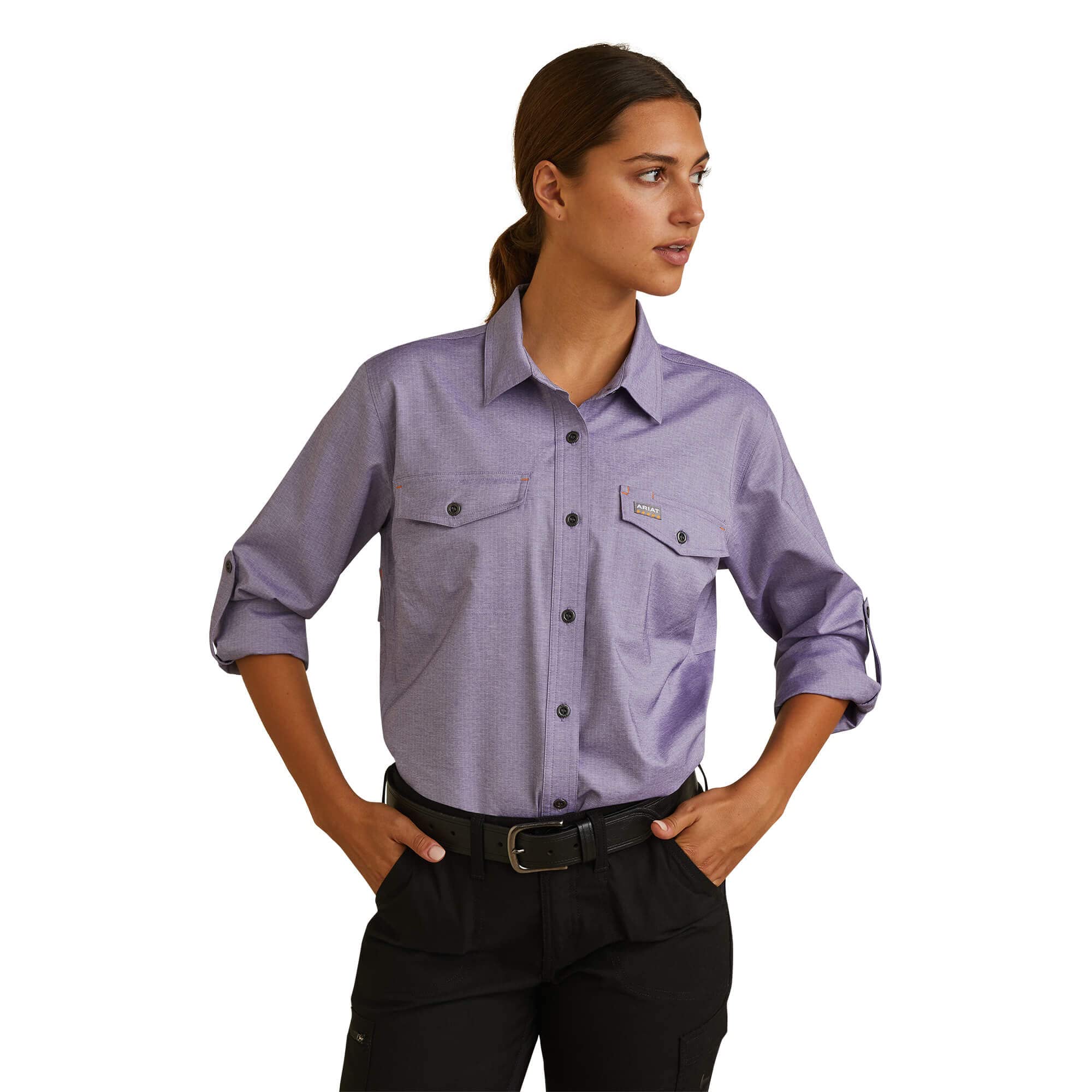 ARIAT Women’s Rebar Made Tough Venttek DuraStretch Work Shirt, Corsican Blue Heather, Size Medium