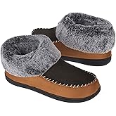 VONMAY Women's Bootie Slippers Suede Moccasin Boots Fuzzy Plush Faux Fur House Shoes Winter Warm Memory Foam Non-slip Indoor Outdoor
