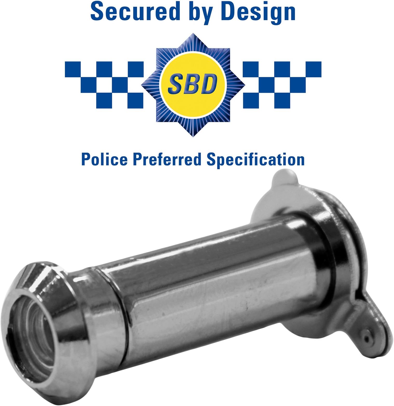 Secured by Design Composite Door Viewer - Polished Chrome Spyhole - SBD Peephole - Designed for Door Thicknesses Between 38-63mm