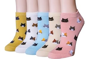 Justay 5 Pairs Womens Cute Cat Socks Novelty Funny Cat Claw Socks Animal Fun Ankle Socks