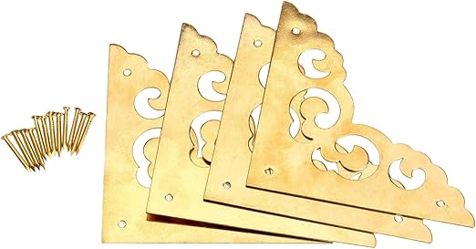 4pcs 2 5 Brass Flat Corners Bracket For Box Cabinet Decorative