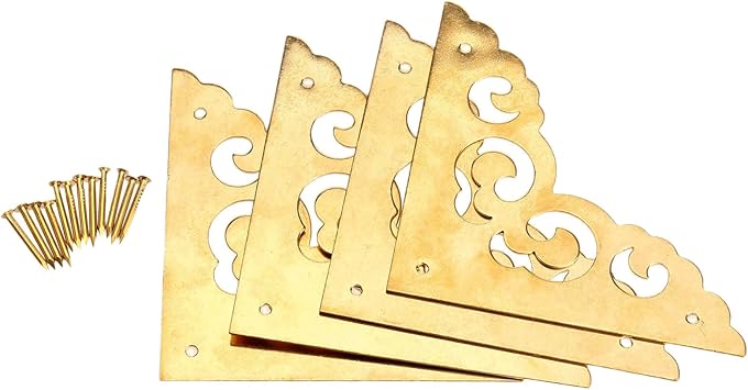 4 Pcs 2 5 Brass Flat Corners Bracket For Box Cabinet Decorative
