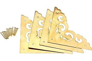 dophee 4Pcs 2.5" Brass Flat Corners Bracket, Retro Table Corner Cover Protectors for Box Cabinet Desk Book Frame Scrapbook Al